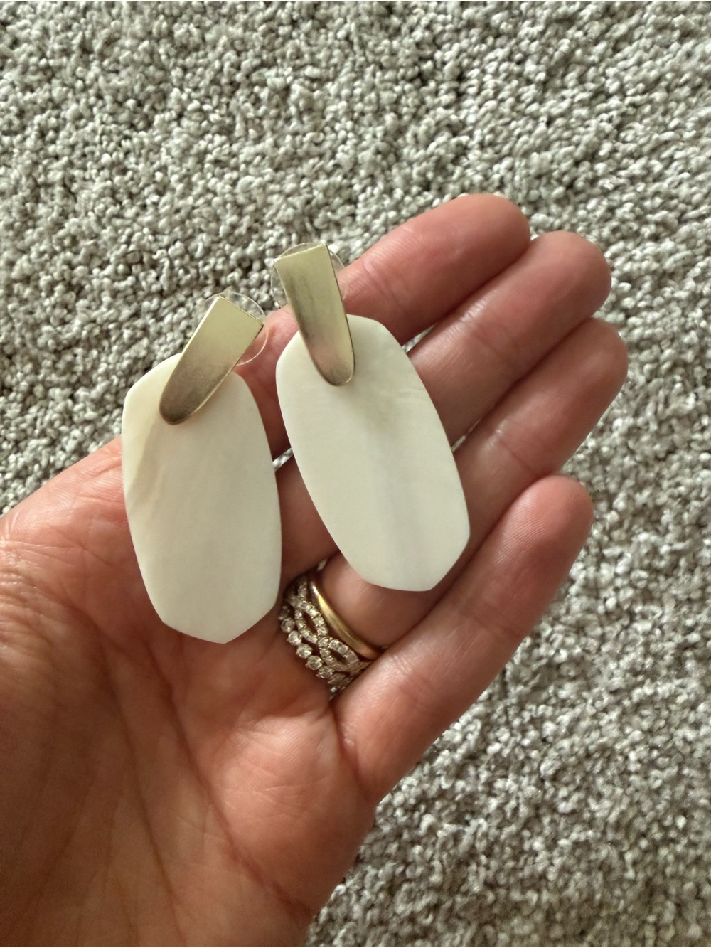 Kendra Scott Minimalist White Drop Earrings with Gold Accents